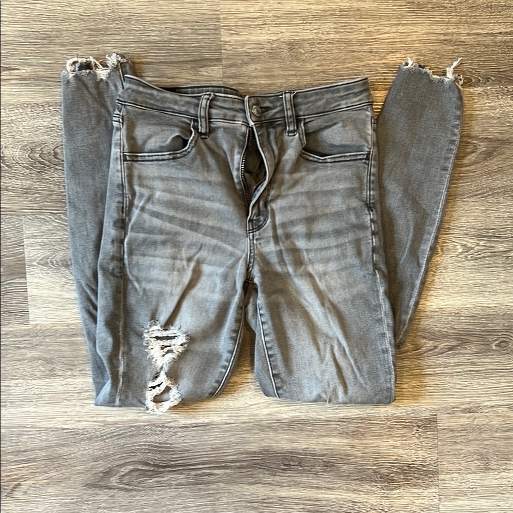 American Eagle Outfitters Gray Skinny Jeans Distressed